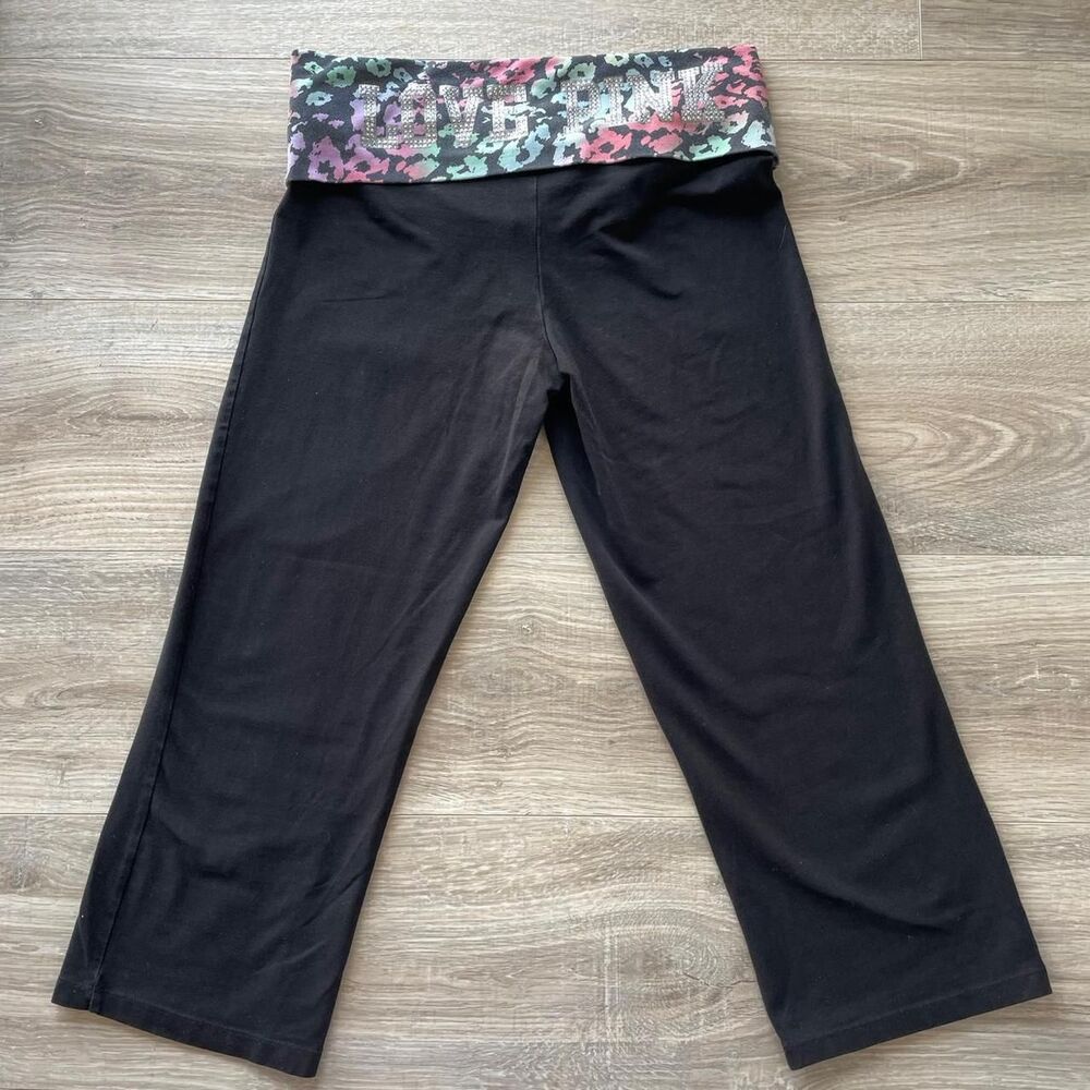Victoria's Secret PINK Fold Over Capri Leopard Print Leggings Y2K Women's Small